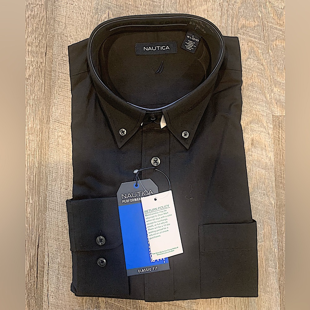Nautica Performance Black Shirt Men - Sz 16 1/2 32/33